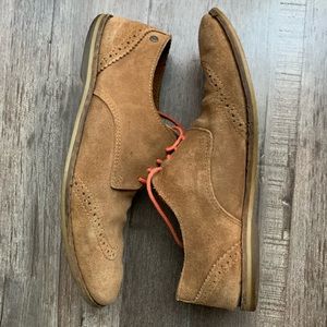 Diesel menswear dark academia Oxford leather brown+ orange laces loafers size 39